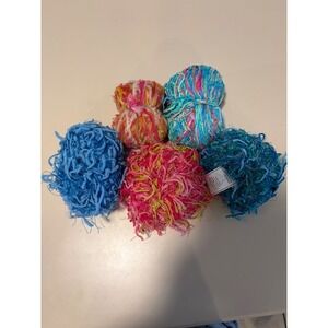 Crystal Palace Yarns Squiggle Novelty Eyelash Yarn Lot Blue Pink Multi 5 Skeins